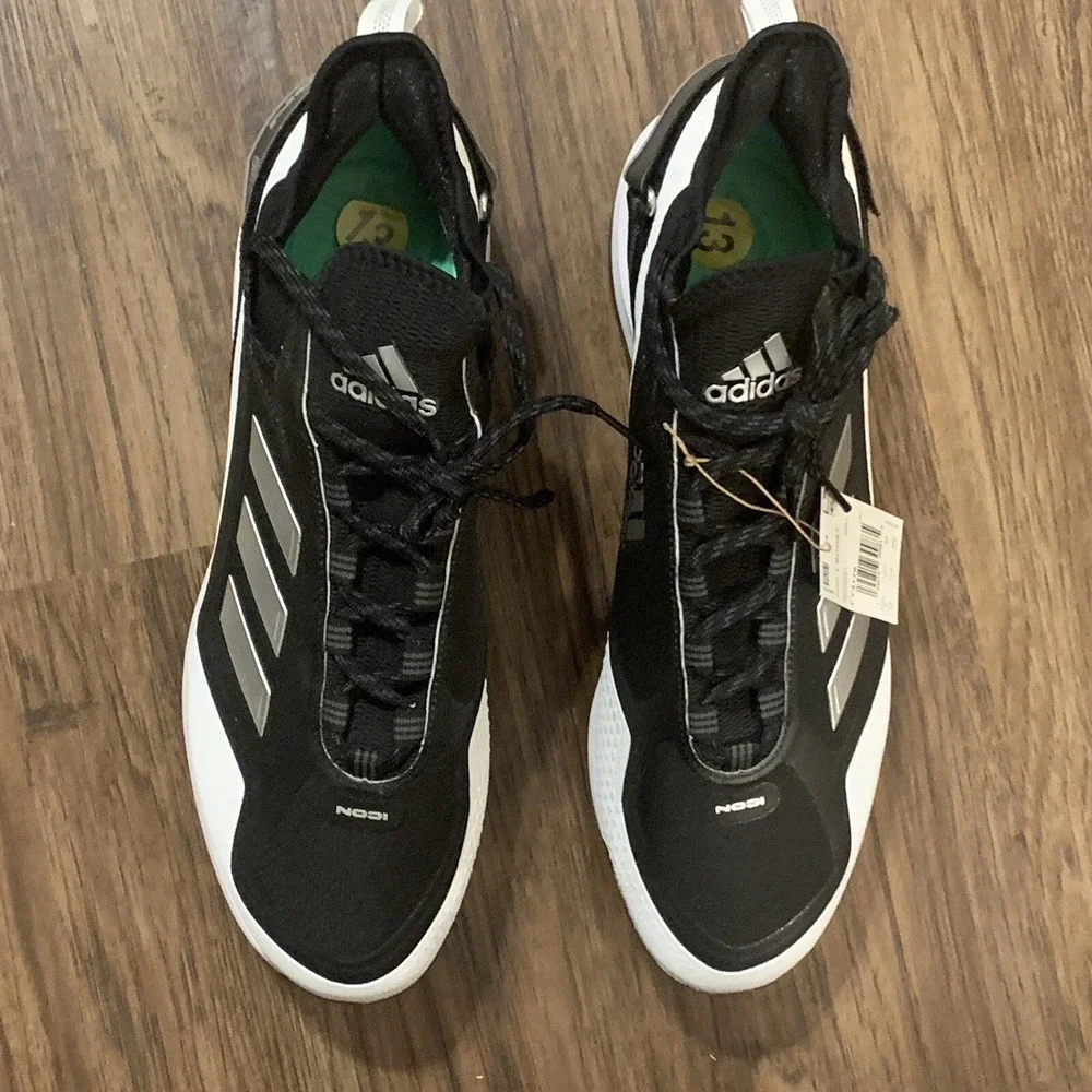Adidas Icon 7 Boost Black White Metal Baseball Cleats Men's Size 13 FY4178